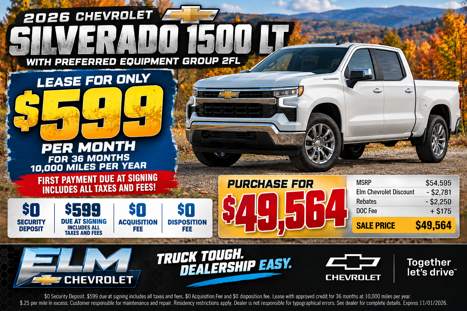 $599 Lease Offer 2026 Silverado 1500